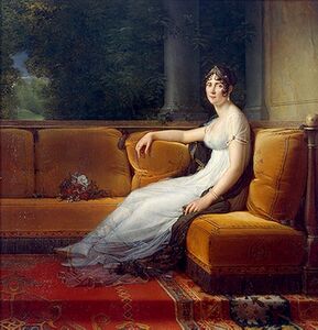لوحة شخصية لـ جوزفين ده بوهارنيه في ثوب كلاسيكي، على غرار ملابس روما القديمة. (1801)، بريشة الفنان فرانسوا جيرار. (متحف الأرميتاج الحكومي).