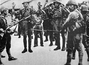 Group of Japanese and British soldiers