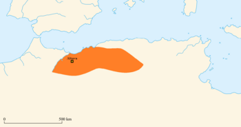 The approximate extent of the Mauro-Roman kingdom[1]