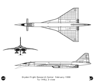 Orthographically projected diagram of the Tu-144LL