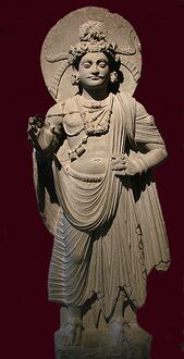 Bodhisattva, art du Gandhâra, قالب:Sp- Empire kouchan. Schiste H : 120 cm. Pakistan.