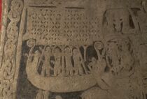 Ardre VIII picture stone, showing a longship with rudder