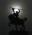 Silhouette of the San Francisco's Anna Hyatt Huntington copy of her El Cid statue.