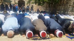 תפילה בשער השבטים בכניסה להר הבית.jpg