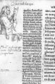 Marginal drawing of Folly by Hans Holbein in the first edition of Erasmus' Praise of Folly, 1515